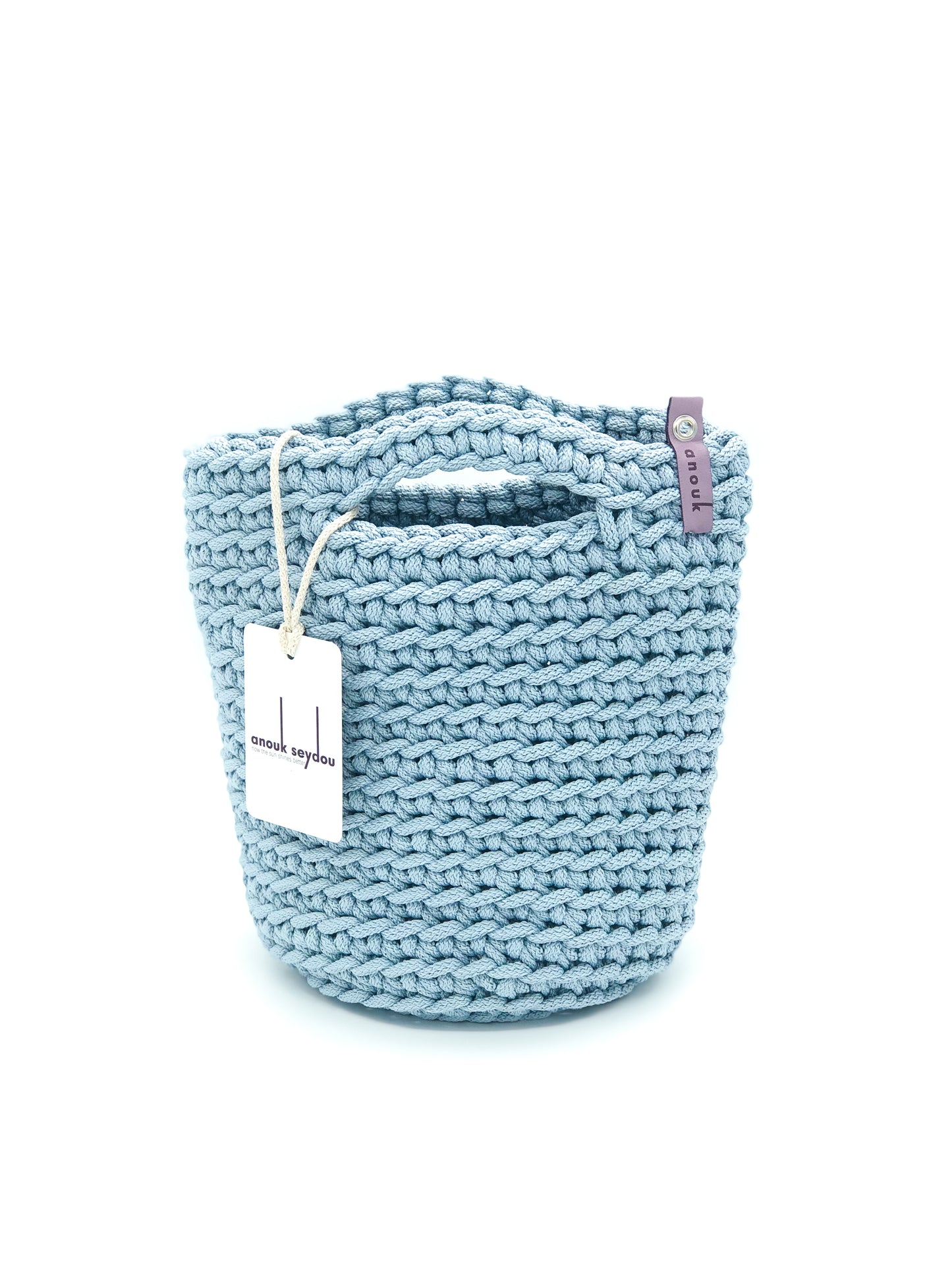 Tote Bag Scandinavian Style Crochet  Size MINI Baby Blue