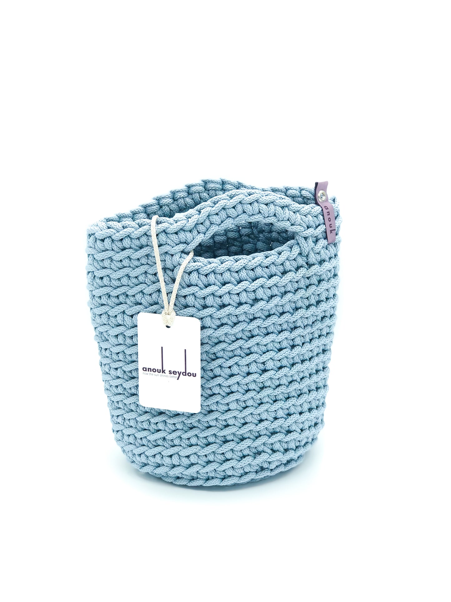 Tote Bag Scandinavian Style Crochet  Size MINI Baby Blue