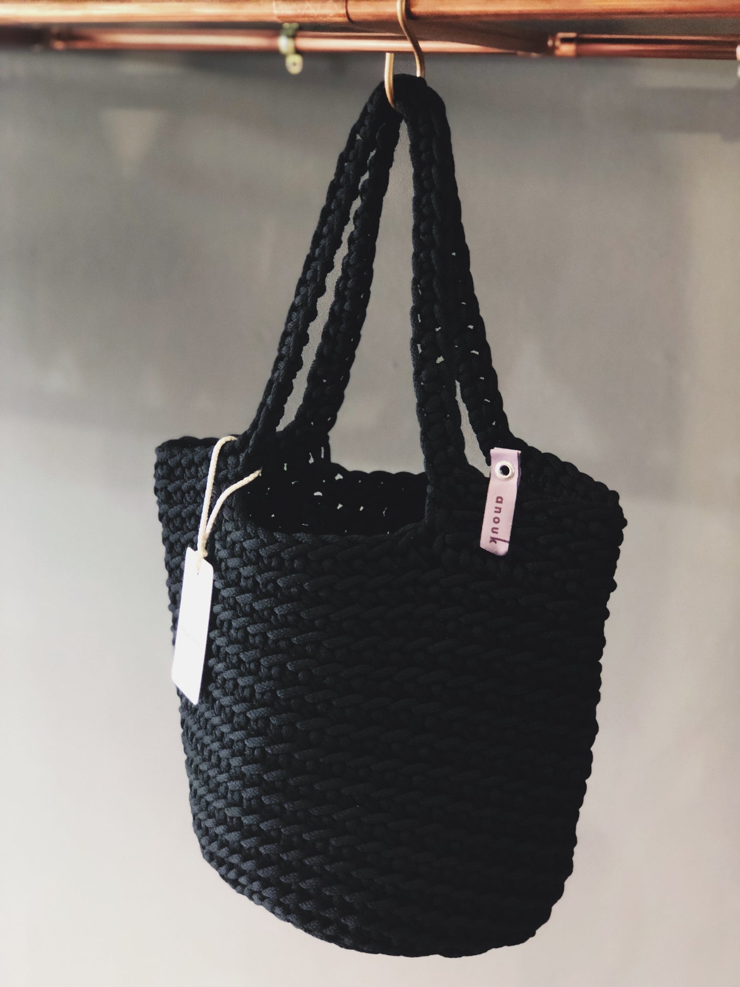 Scandinavian Style Long Handles Handmade Tote Bag
