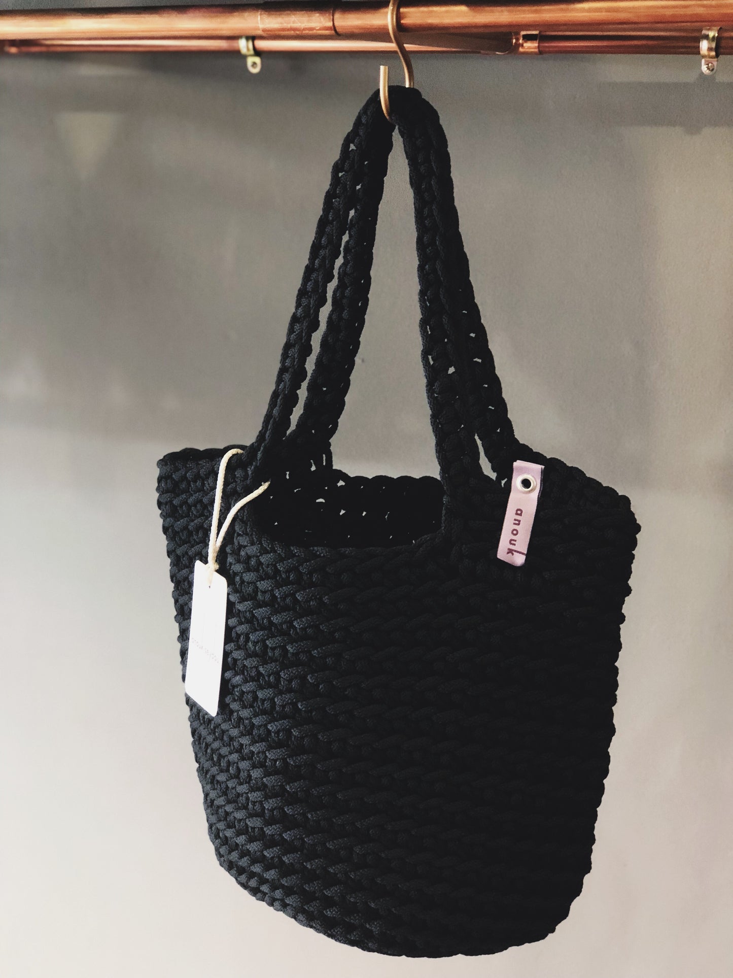 Scandinavian Style Long Handles Handmade Tote Bag