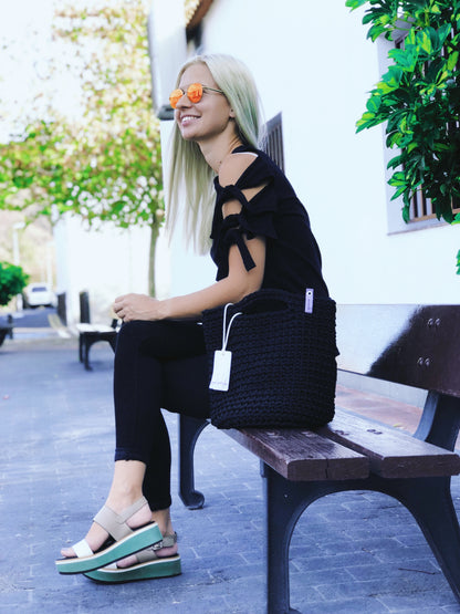 Scandinavian Style Short Handles Handmade Tote Bag