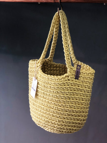 Scandinavian Style Yellow Tote Bag Long Handles