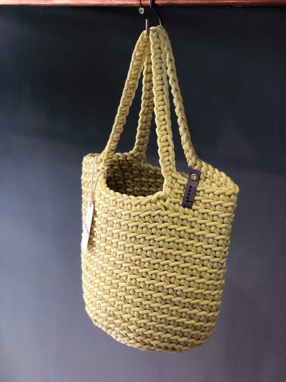 Scandinavian Style Yellow Tote Bag Long Handles