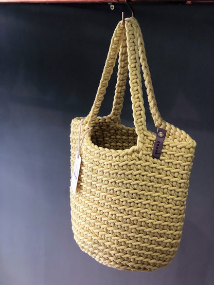 Scandinavian Style Yellow Tote Bag Long Handles