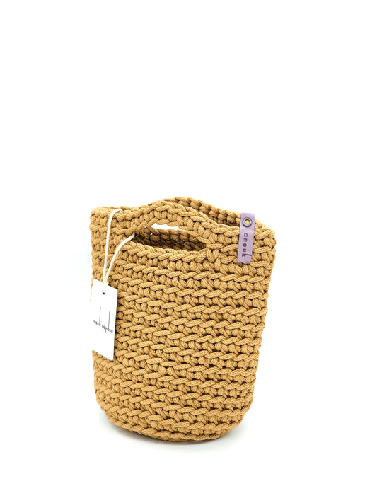 Tote Bag Scandinavian Style Crochet Tote Bag  Size MINI Caramelo