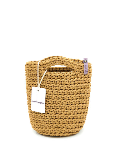 Tote Bag Scandinavian Style Crochet Tote Bag  Size MINI Caramelo