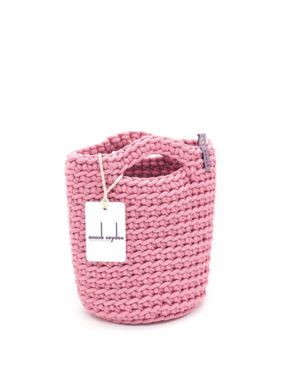 Tote Bag Scandinavian Style Crochet Tote Bag Size MINI Cherry Pink