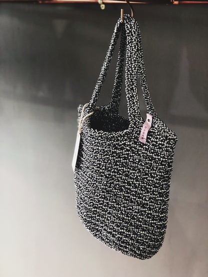 Scandinavian Style Tote Bag Long Handles Chess Board