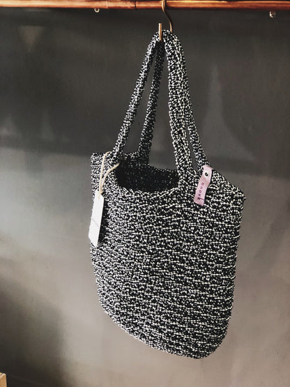 Scandinavian Style Tote Bag Long Handles Chess Board