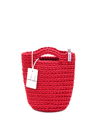 Tote Bag Scandinavian Style Crochet Tote Bag  Size MINI Classic Red