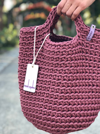 Scandinavian Style Short Handles Handmade Tote Bags Dusty Rose