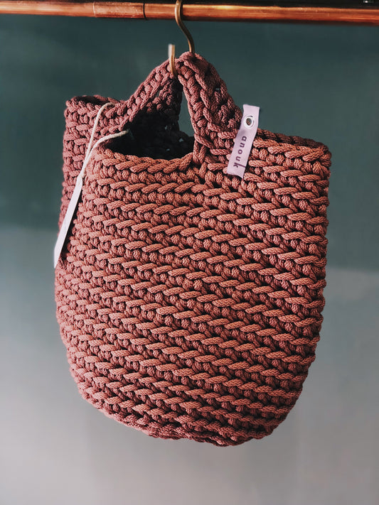 Scandinavian Style Short Handles Handmade Tote Bags Dusty Rose