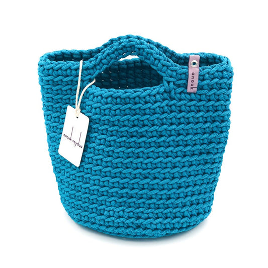 Scandinavian Style Handmade Short Handles Crochet Tote Bag