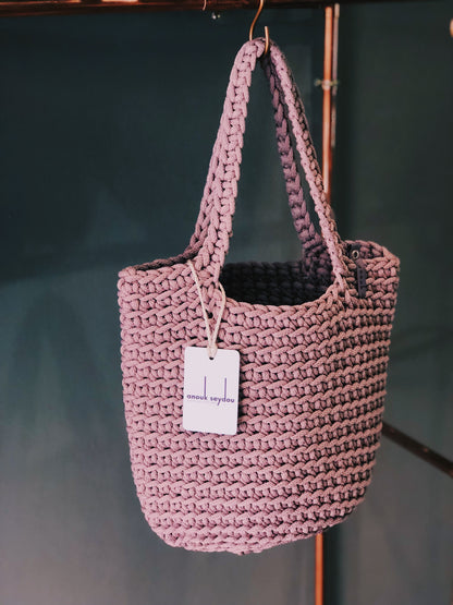 Scandinavian Style Tote Bag Long Handle Dusty Lavender