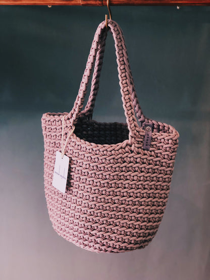 Scandinavian Style Tote Bag Long Handle Dusty Lavender
