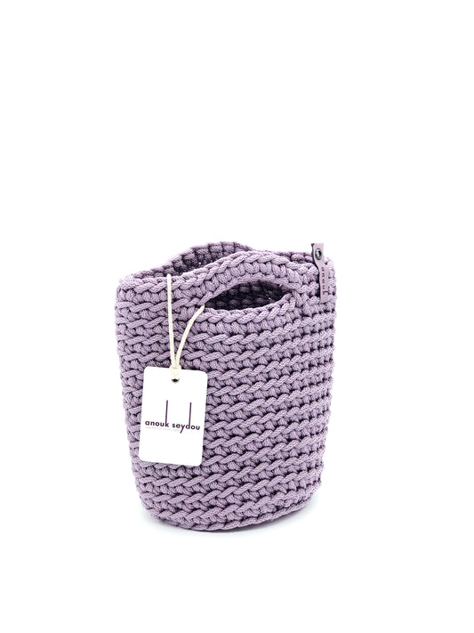 Tote Bag Scandinavian Style  Glossy Lilac Crochet Tote Bag Size MINI