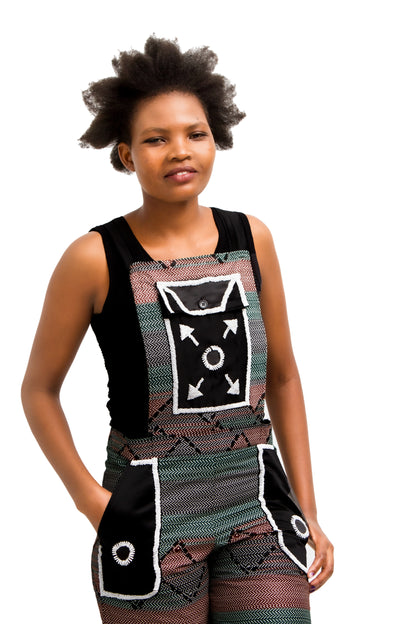 Beaded African Wax Romper