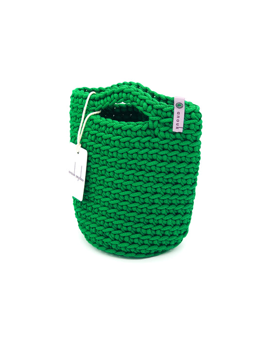 Tote Bag Scandinavian Style Kelly Green Crochet Tote Bag Size MINI