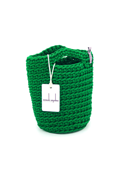 Tote Bag Scandinavian Style Kelly Green Crochet Tote Bag Size MINI