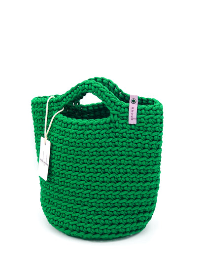 Scandinavian Style Crochet Tote Bag Kelly Green Short Handles