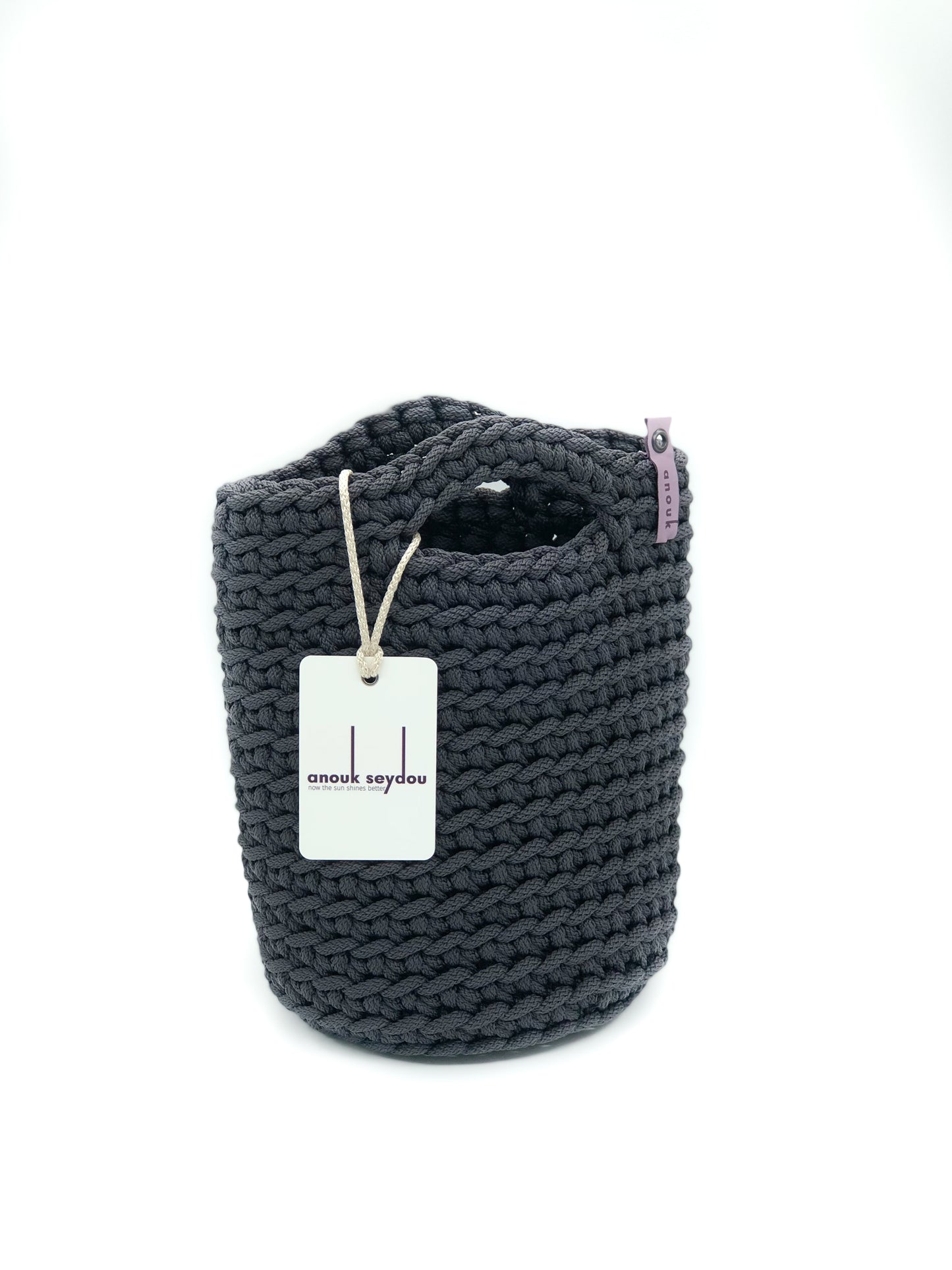 Tote Bag Scandinavian Style Matte Gray Crochet Tote Bag Size MINI