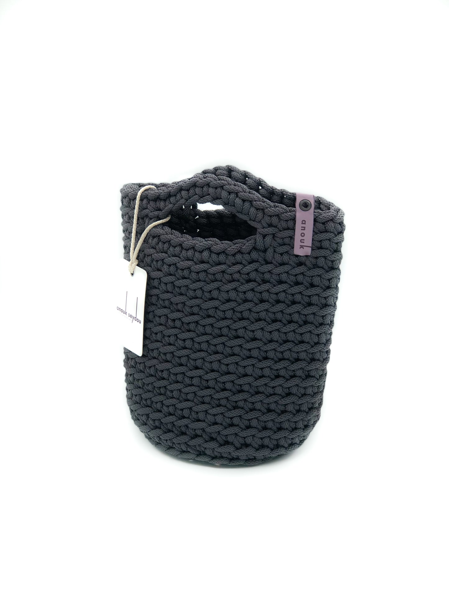 Tote Bag Scandinavian Style Matte Gray Crochet Tote Bag Size MINI