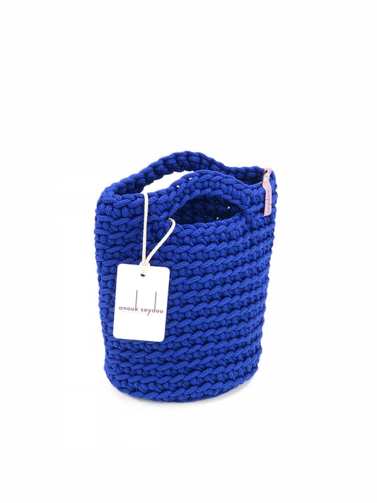 Tote Bag Scandinavian Style Midnight Blue Crochet Tote Bag Size MINI