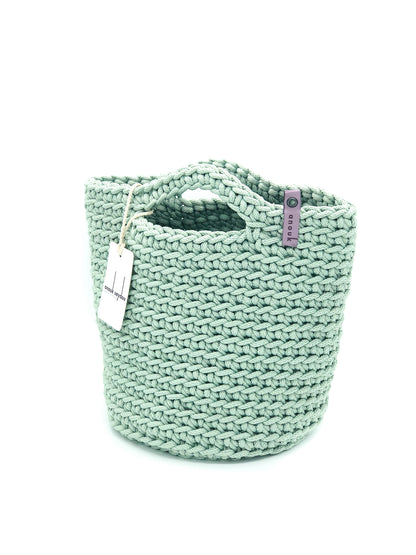 Scandinavian Style Handmade Tote Bag with Short Hands Mint