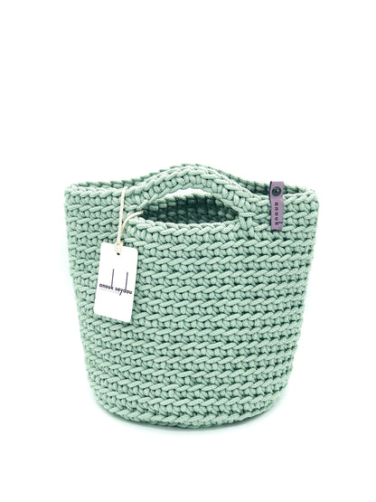 Scandinavian Style Handmade Tote Bag with Short Hands Mint