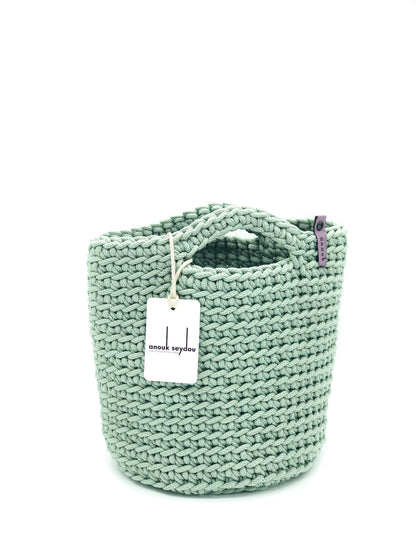 Scandinavian Style Handmade Tote Bag with Short Hands Mint