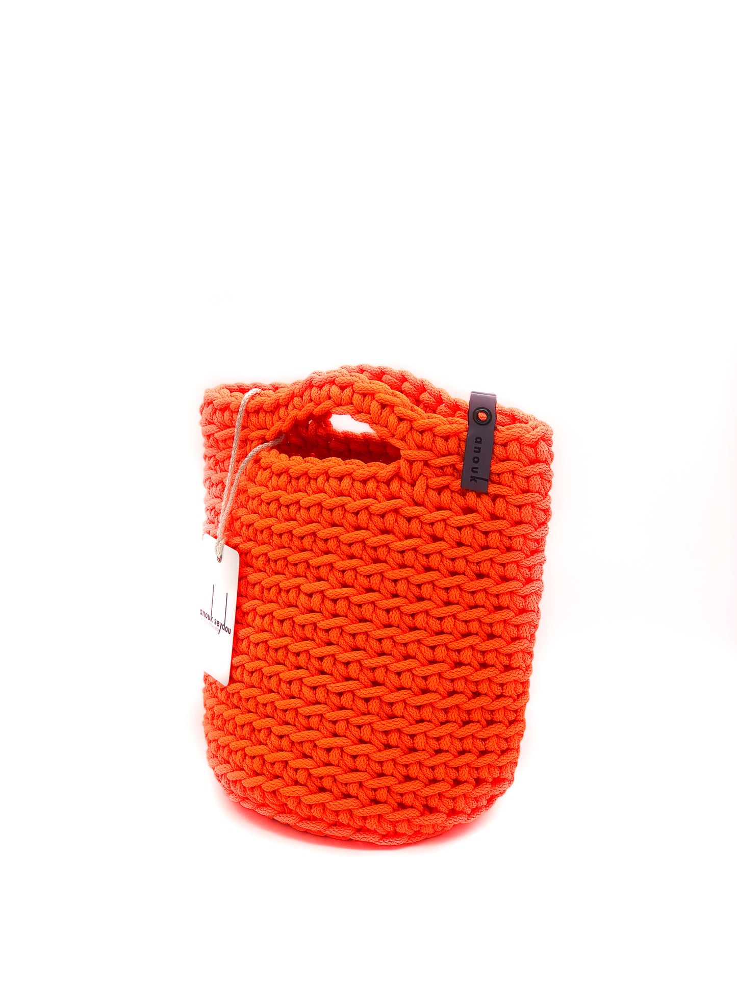 Tote Bag Scandinavian Style Neon Orange Crochet Size MINI