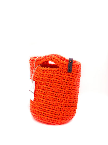 Tote Bag Scandinavian Style Neon Orange Crochet Size MINI