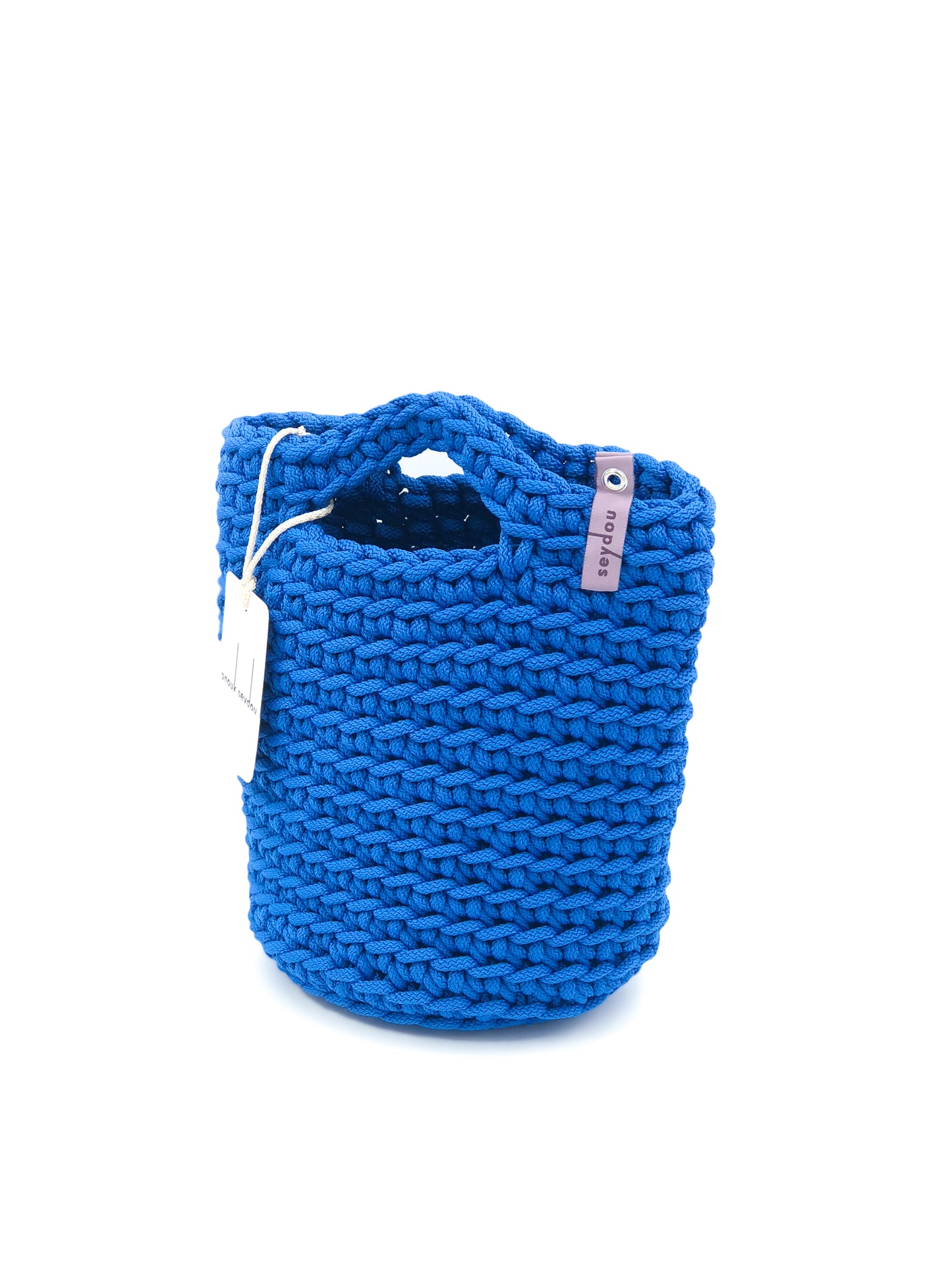 Tote Bag Scandinavian Style Ocean Blue Crochet Size MINI