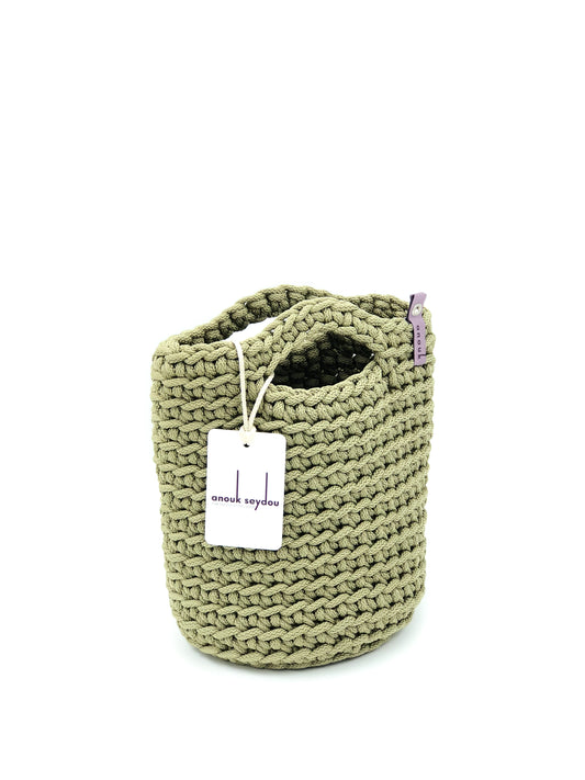 Tote Bag Scandinavian Style Olive Crochet Size MINI
