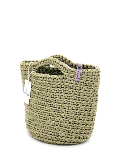 Scandinavian Style Handmade Crochet Tote Bag with Short Handles Olive