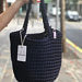 Scandinavian Style Handmade Crochet Tote Bag Long Handles Oxford Blue