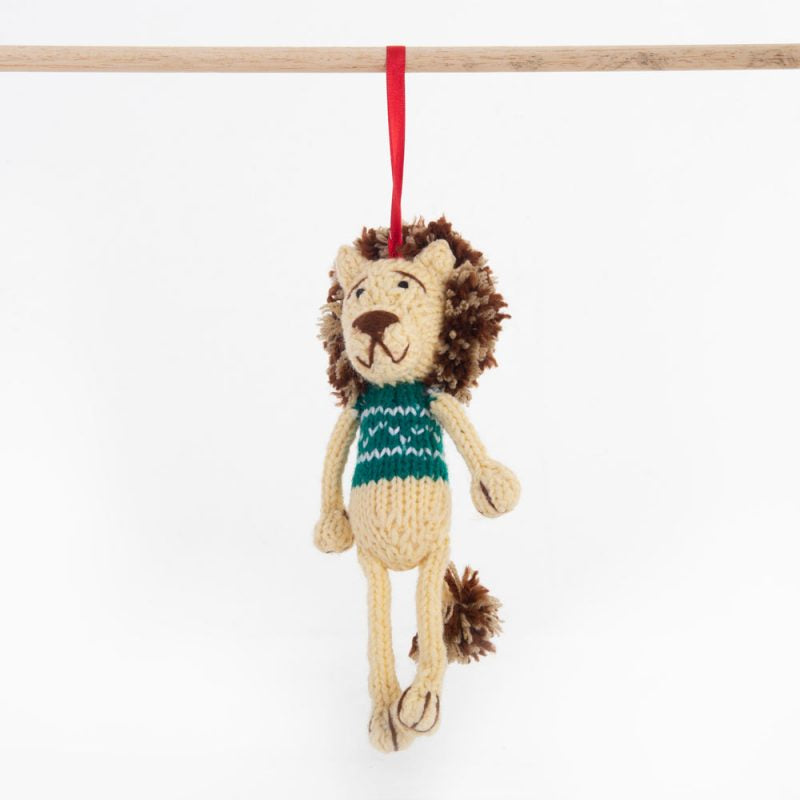 Lion Green Christmas Crochet ornament  Amigurumi Cute Desk Decor Toy, Baby's First Nativity, Stocking Stuffer, Unique Festive Decor