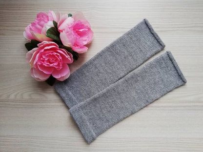 Long Beige Sleeves Hand Warmers Arm Warmers
