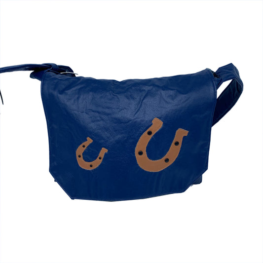 Faux Leather Messenger Bag with Applique