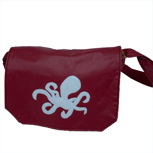 Faux Leather Messenger Bag with Applique