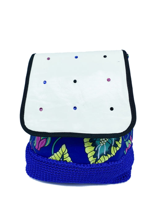 Cute Crochet Backpack with Ankara African Fabric - Weekend Bag for Mom. Boho Tote or Cross Body Duffle , Daughter Birthday, Back to School Gift