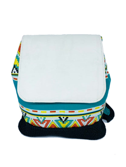 Cute Crochet Backpack with Ankara African Fabric - Weekend Bag for Mom. Boho Tote or Cross Body Duffle , Daughter Birthday, Back to School Gift