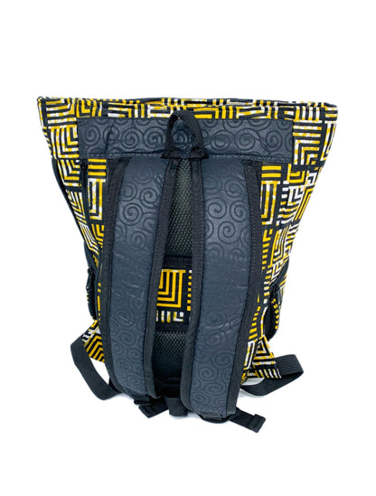 Fathers Backpack with Ankara African Fabric - Weekend Bag for Dad. Boho Tote or Cross Body Duffle Bag for Office, Husband Birthday, Gift for Him