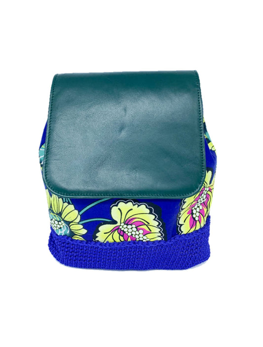 Cute Crochet Backpack with Ankara African Fabric - Weekend Bag for Mom. Boho Tote or Cross Body Duffle , Daughter Birthday, Back to School Gift