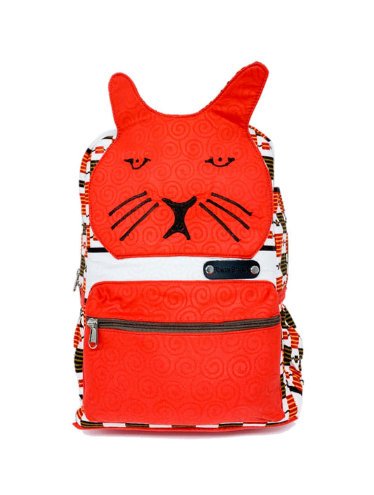 Cat Backpack with Ankara African Fabric - Weekend Bag for Mom. Boho Tote or Cross Body Duffle Bag for Office, Wife Birthday, Gift for Her