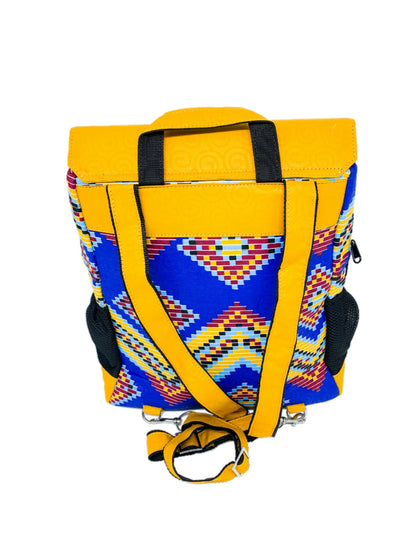 Convertible Backpack  with Ankara African Fabric - Weekender Bag for Women . Boho Tote or Cross Body Bag for Wife, Mothers DayGift