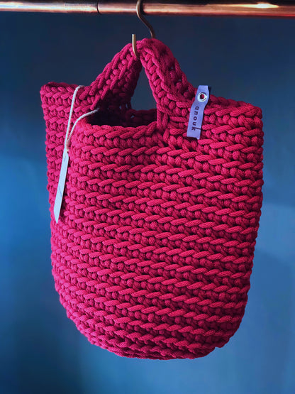 Scandinavian Style Handmade Crochet Tote Bag Raspberry Kiss