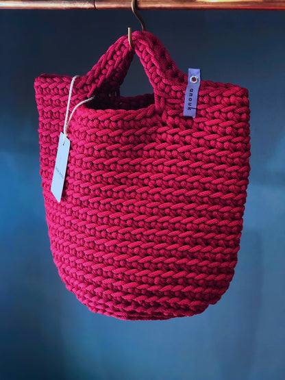 Scandinavian Style Handmade Crochet Tote Bag Raspberry Kiss