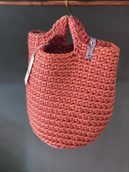 Scandinavian Style Handmade Tote Bag with Short Hands Salmon