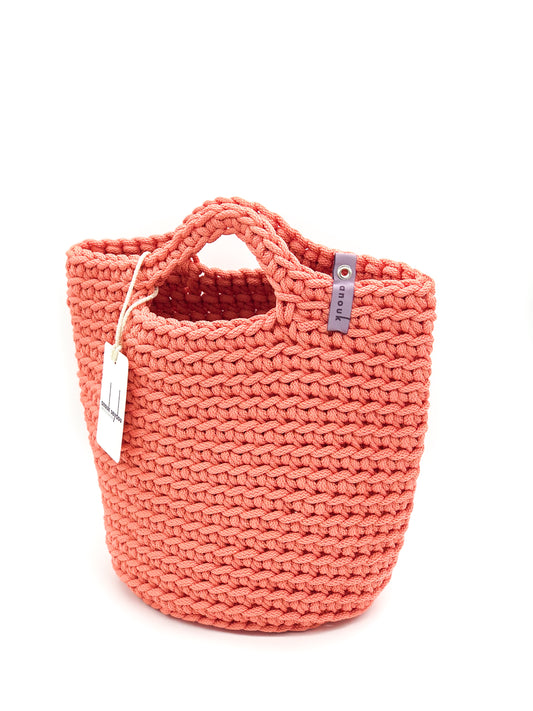 Scandinavian Style Handmade Tote Bag with Short Hands Salmon